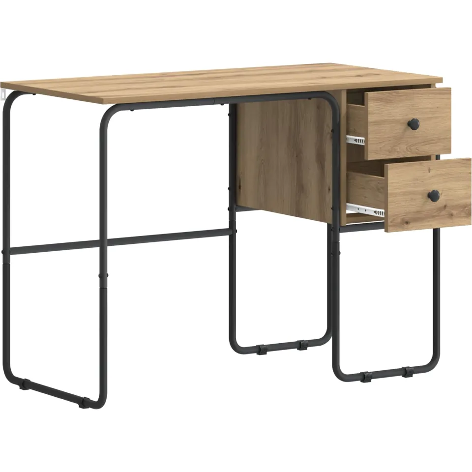 vidaXL Bureau met opbergruimte Artisanaal eiken 100 x 50 x 75 cm Bruin