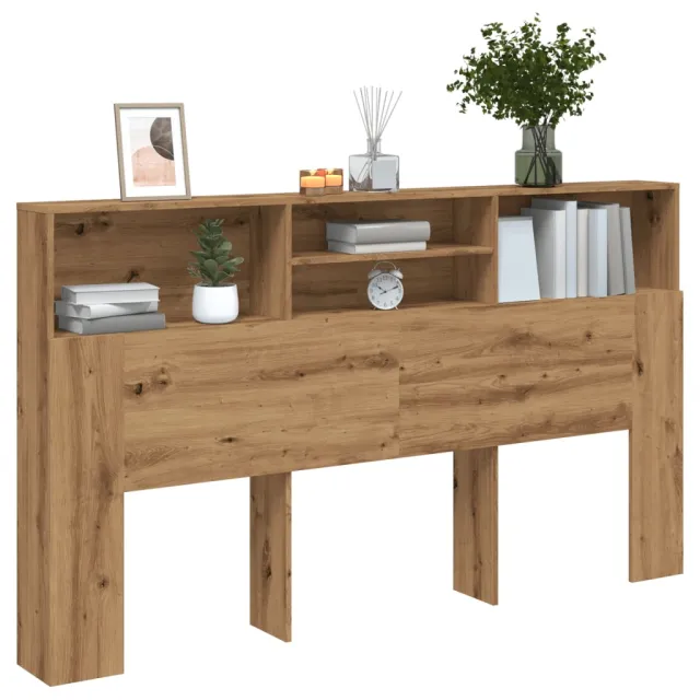 vidaXL Hoofdbordkast Artisan Eiken 180x19x103,5 cm Bewerkt Hout Bruin