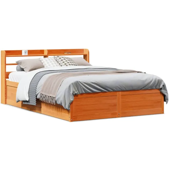 vidaXL Bedframe met hoofdbord massief grenenhout wasbruin 150x200 cm bruin