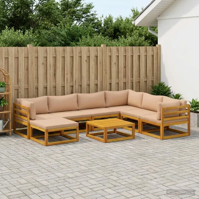 vidaXL Bankstel 8 st Naturel Massief Acaciahout Beige
