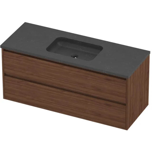 Proline Rollo Badmeubelset Hardsteen Elegant Midden 120x46x54 cm Blue Stone Indian Walnut Houtlook