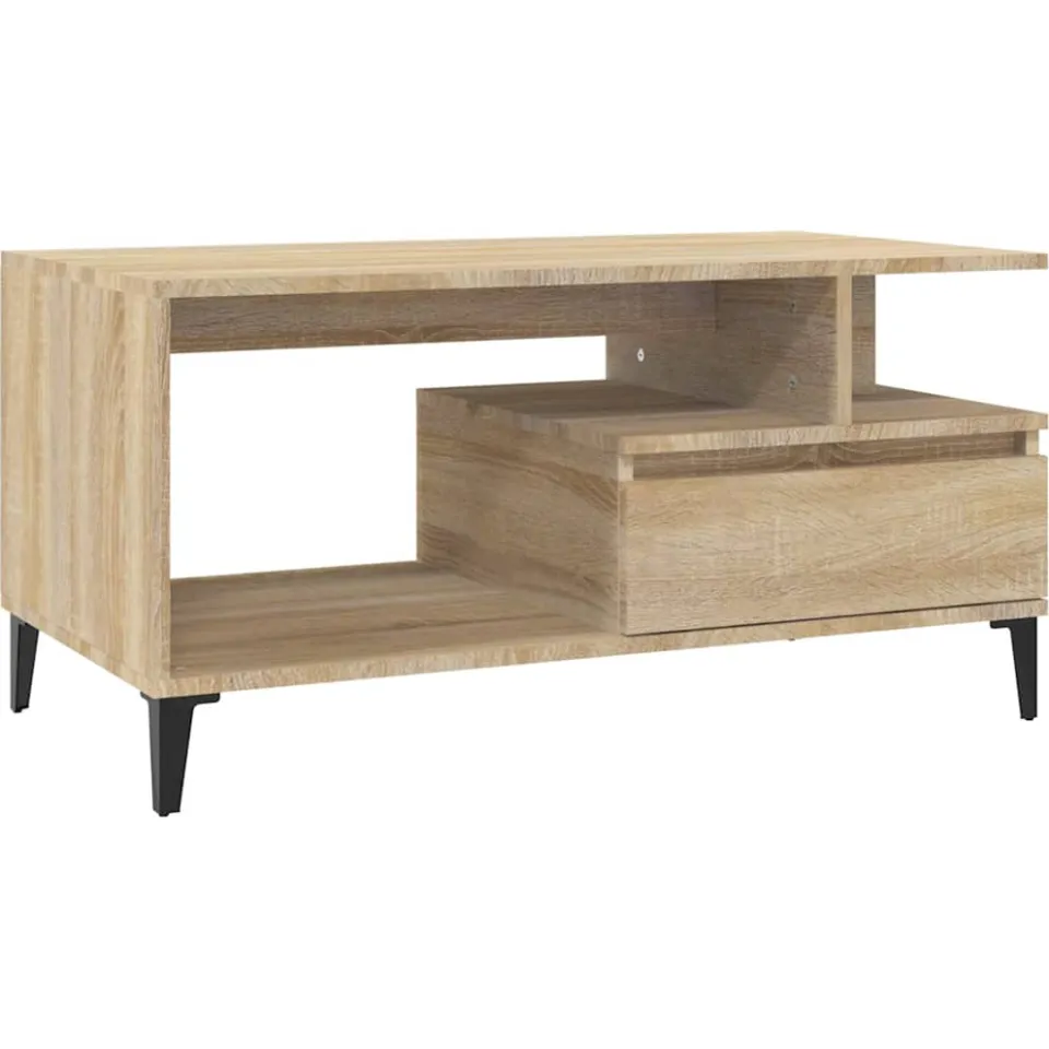 vidaXL Salontafel 90x49x45 cm bewerkt hout sonoma eikenkleurig Bruin