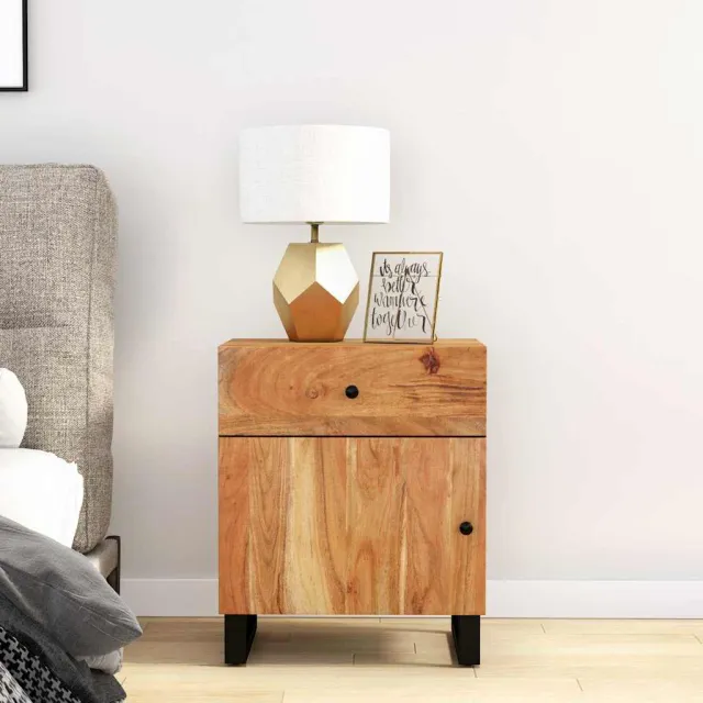 vidaXL Nachtkastje 50x33x60 cm massief acaciahout en bewerkt hout bruin, foto 2