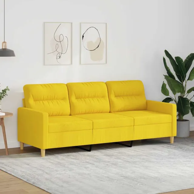 vidaXL Driezitsbank 180 cm stof lichtgeel