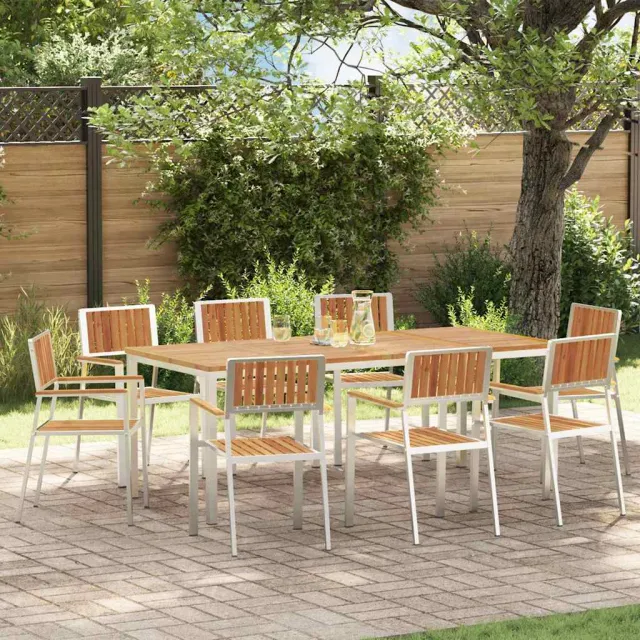 vidaXL Buiten eettafelset 9 st 200 x 90 x 75 cm bruin, foto 2