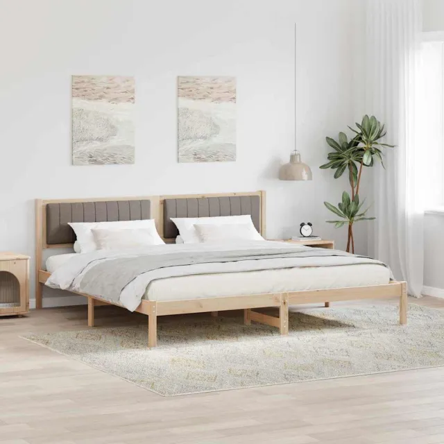 vidaXL Bedframe met hoofdeinde Taupe 200 x 200 cm Massief grenenhout Bruin