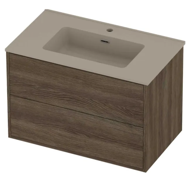 Proline Tribute Badmeubelset Porselein Elegant In Kader 80x46x54 cm Mat Crème Cotton Vital Oak Eiken