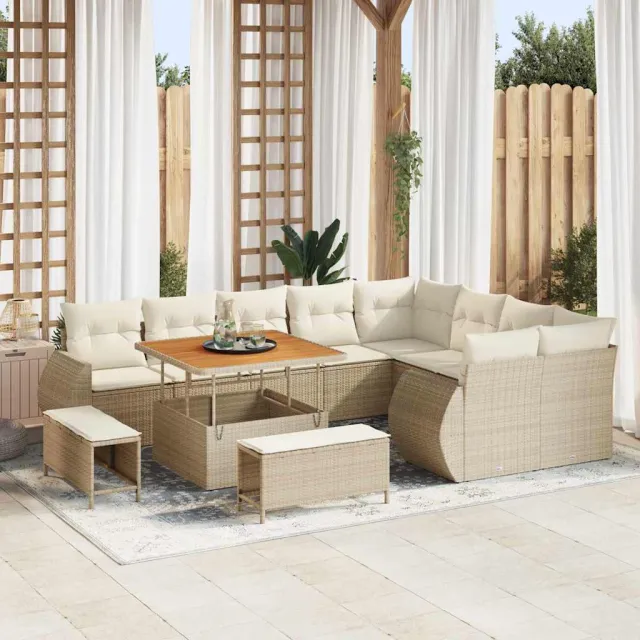 vidaXL Tuinbankenset 12 st Beige poly rattan, foto 2