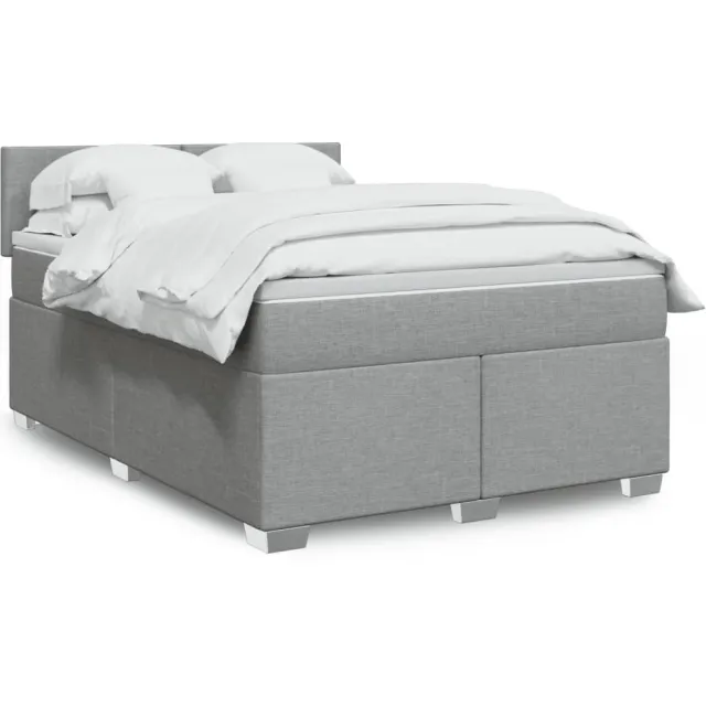 vidaXL Boxspring met matras stof lichtgrijs 160x200 cm