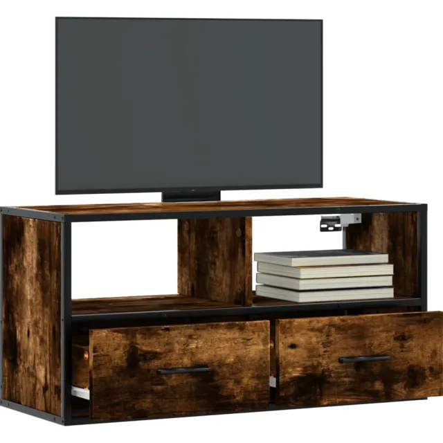 vidaXL Tv-meubel 80x31x39,5cm bewerkt hout metaal gerookt eikenkleurig