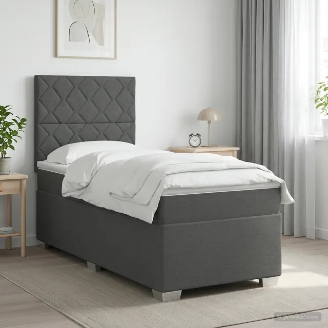 vidaXL Boxspringbed met matras Donkergrijs 80 x 200 cm Stof