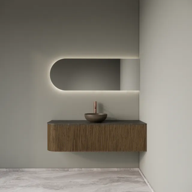 Gliss Design Badkamermeubelset Gliss Design Alluro 140 cm Rechts Castle Brown Bruin