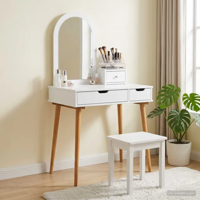 vidaXL Toilettafel Set FAUSKE 3 st Wit 76 x 50 x 143 cm, foto 2