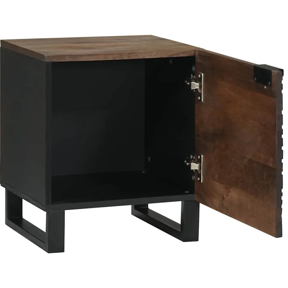 vidaXL Nachtkastje 2 st Walnotenhout 40 x 33 x 46 cm Bewerkt hout bruin, foto 4