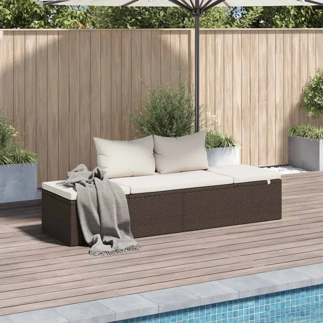 vidaXL Tuinbed 195x60 cm poly rattan bruin, foto 2