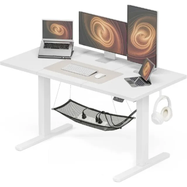 Acrolix Elektrisch Sta-Zit Bureau 120x60 Cm - In Hoogte Verstelbaar Met Geheugenfunctie - Met Kabelmanagement En Haken - Ergonomisch Werkbureau Voor Thuis En Kantoor - Wit