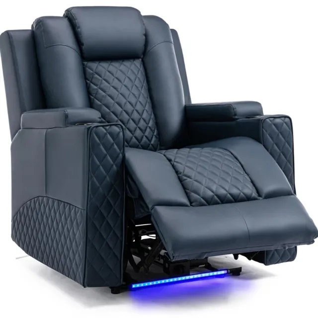 home furniture Paco Goederen® Elektrische Massagestoel - TV-fauteuil - Relaxfauteuil - elektrisch verstelbare TV-fauteuil - massagefunctie -duurzaam kunstleer Blauw