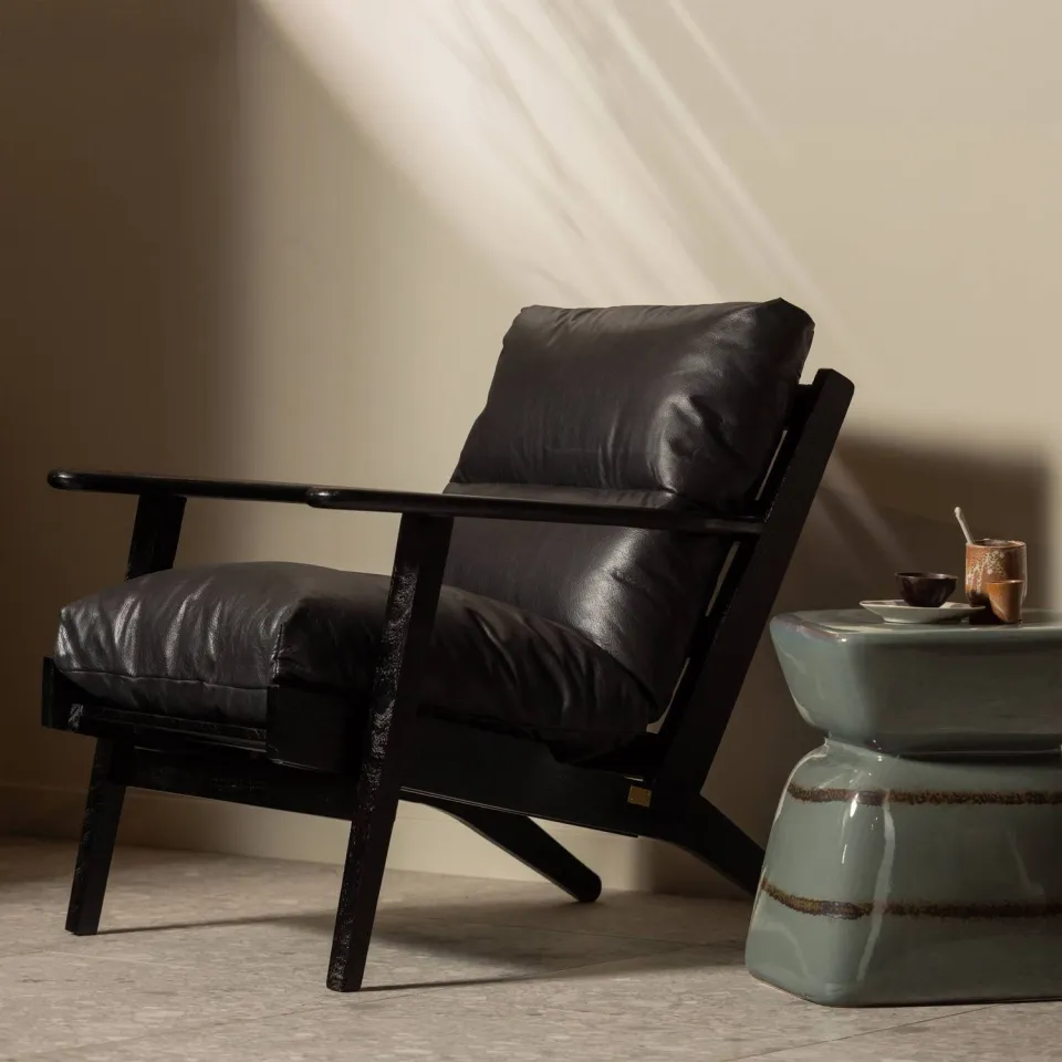 WOOOD Houston Fauteuil - Bouclé/Hout - Naturel - 86x71x71, foto 2