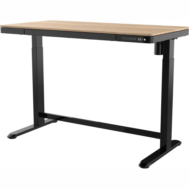 OrangeLabel Zit-Sta Werkplek Zwart 120cm Whitewash eiken Elektrisch Verstelbaar