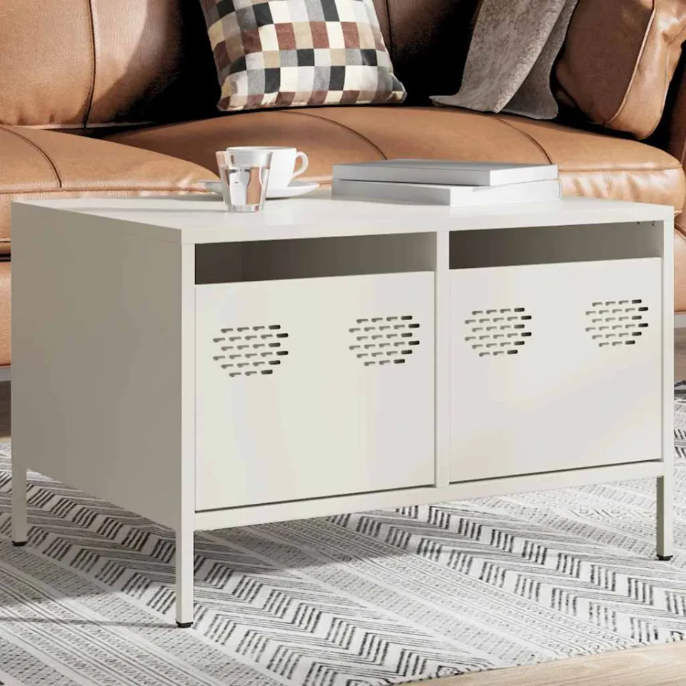 vidaXL Tv-meubel 68x50x43,5 cm koudgewalst staal wit, foto 2