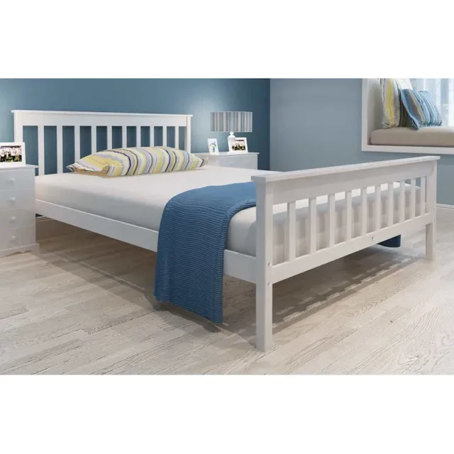 vidaXL Bed met matras massief grenenhout 140x200 cm Wit