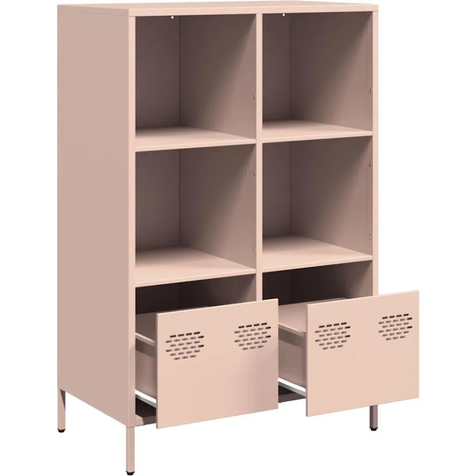 vidaXL Hoge kast 68x39x103,5 cm staal roze, foto 3