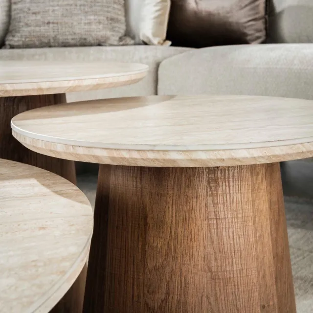 AnLi Style Salontafel set/3 Romano rond Taupe