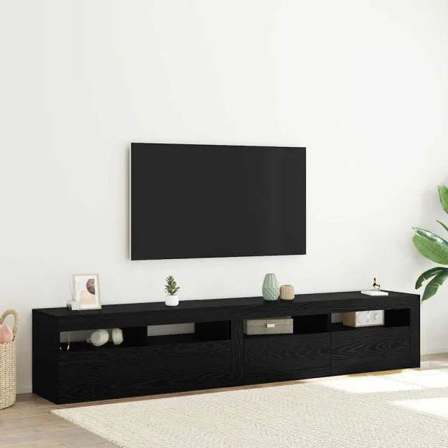 vidaXL TV-kast 2 st Zwart Eiken Bewerkt hout