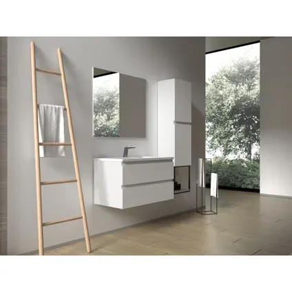 AquaVive - Praxis Eigen Merk Aquazuro Wastafelonderkast Napoli 90cm - Hoogglans Wit Glanzend - Met 2 Lades, foto 3