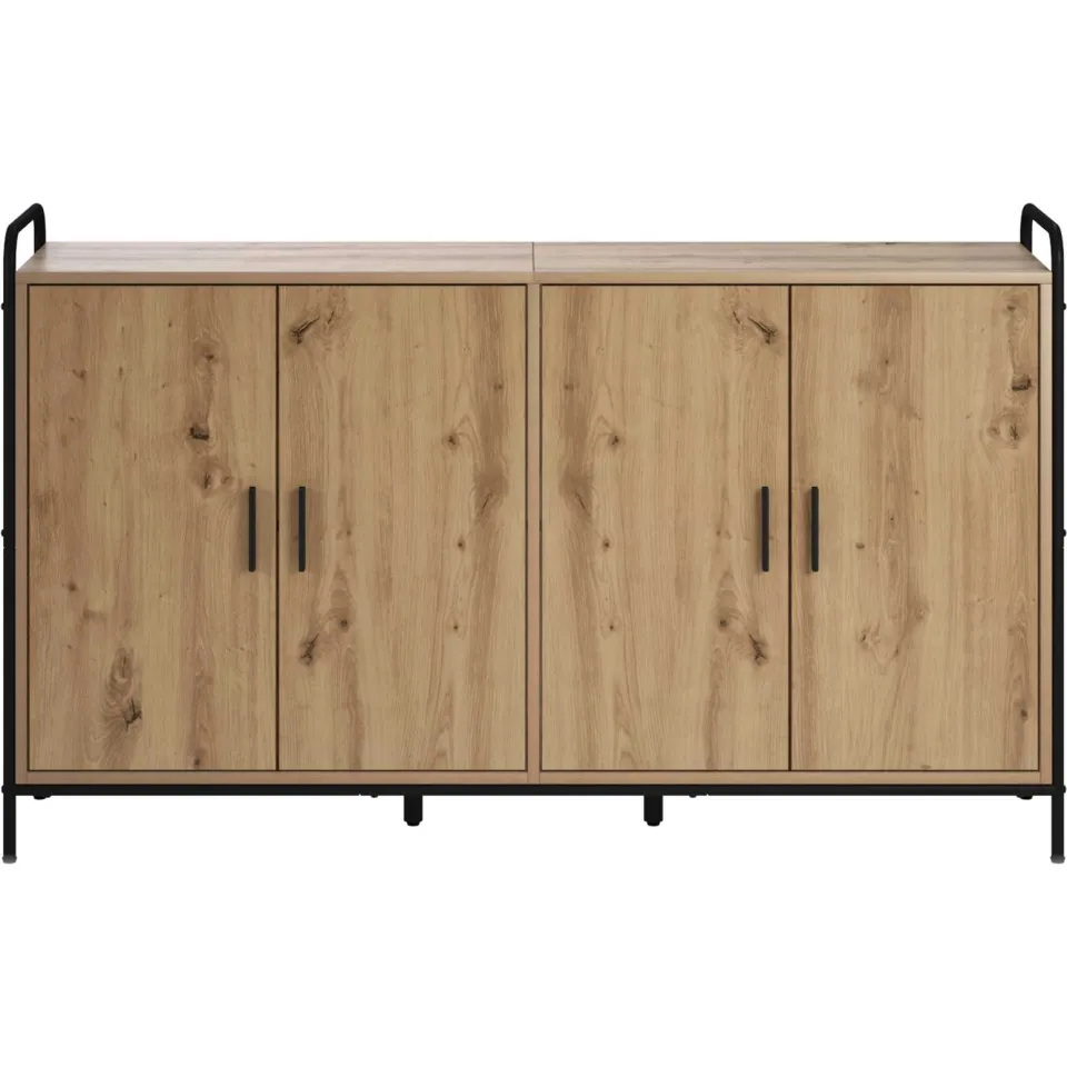 vidaXL Dressoir Artisanaal eiken 97 x 33 x 81 cm Bewerkt hout, foto 4