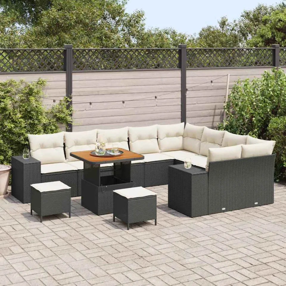 vidaXL Tuin Sofa Set 12 st Zwart poly rattan, foto 2