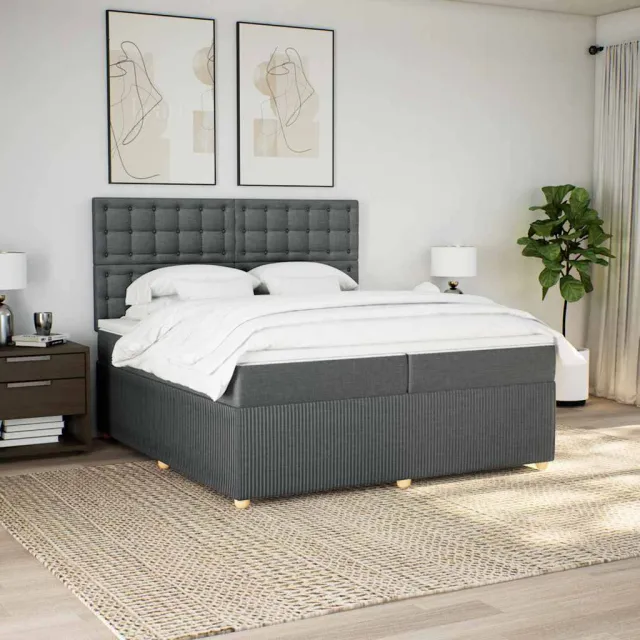 vidaXL Boxspring met matras stof donkergrijs 200x200 cm grijs