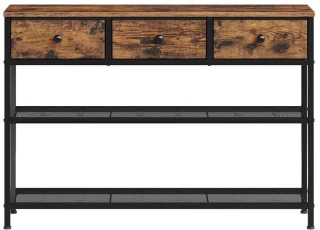 Songmics Consoletafel - Bijzettafel met 3 stoffen lades - 30 x 98,8 x 78,7 cm - Bruin
