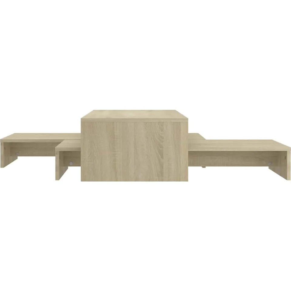 vidaXL Salontafelset 100x100x26,5 cm bewerkt hout sonoma eikenkleurig Bruin
