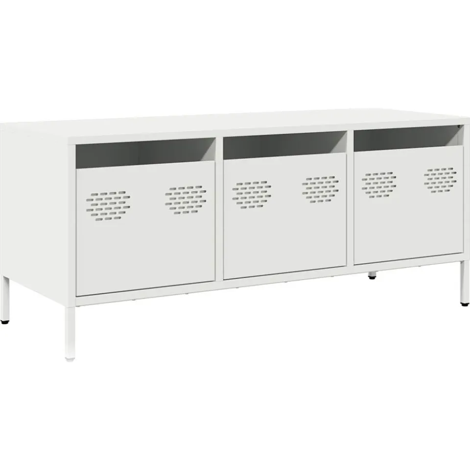 vidaXL Tv-meubel 101,5x39x43,5 cm koudgewalst staal wit, foto 3