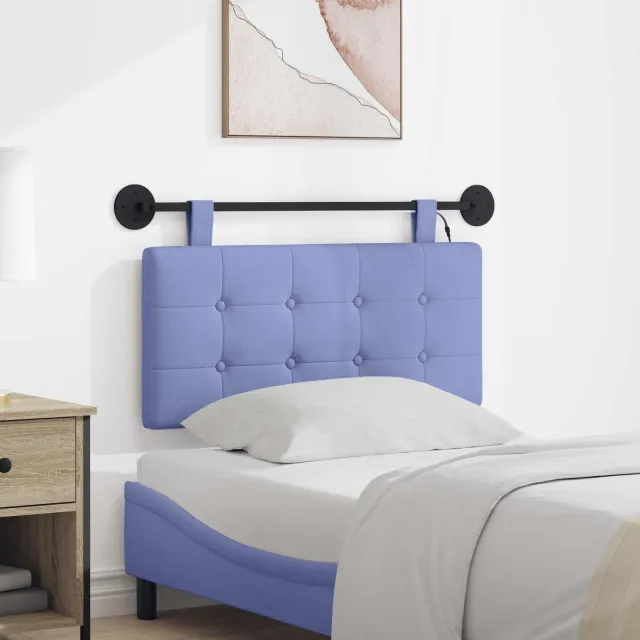 vidaXL Hangend hoofdbord Jeans Blauw Stof