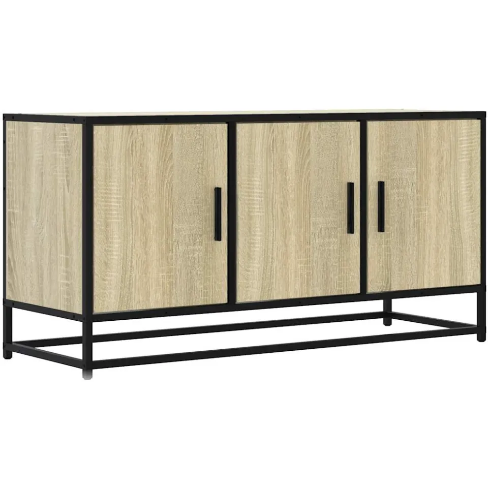 vidaXL Tv-meubel 100x35x50 cm bewerkt hout metaal sonoma eikenkleurig Bruin