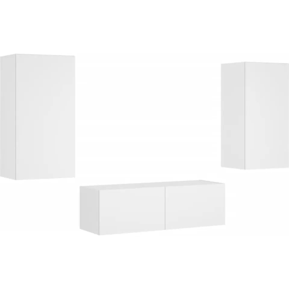 vidaXL 3-delige tv-wandmeubelset met LED-verlichting wit