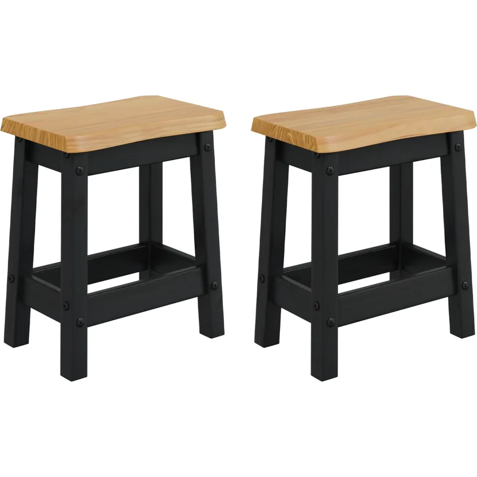 vidaXL Barkruk EKAI 2 st Zwart 40 x 29 x 45,5 cm Massief grenenhout, foto 3