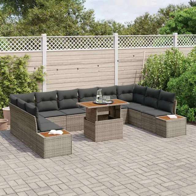 vidaXL Tuin Sofa Set 11 st Grijs Poly riet
