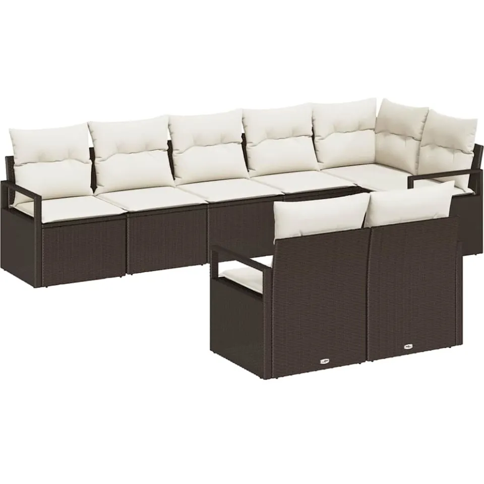 vidaXL Bankstel 8 st Bruin poly rattan