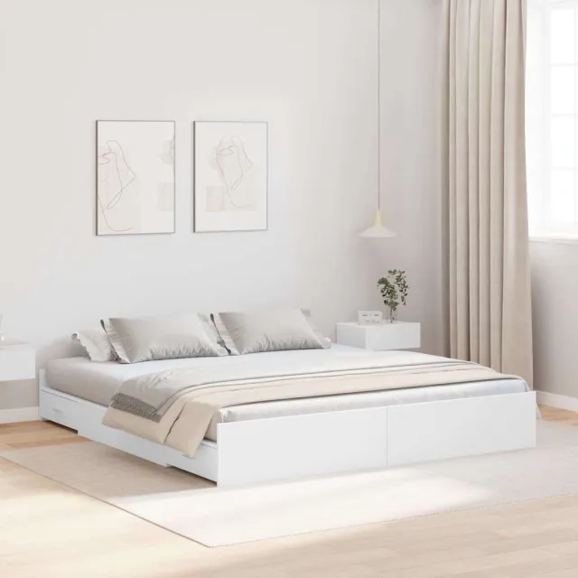 vidaXL Opbergbedframe met lade Wit 180 x 200 cm Bewerkt hout