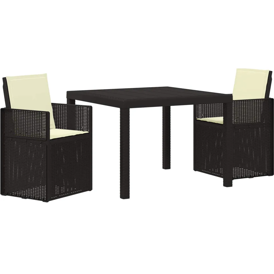 vidaXL Tuin eettafelset 3 st Antraciet- en crèmekleurig PP Anthraciet