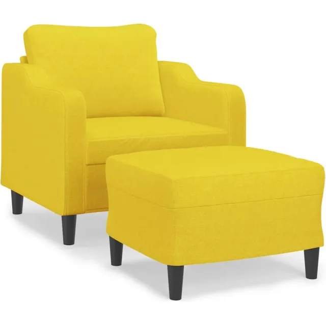 vidaXL Fauteuil - met - voetenbank - 60 - cm - stof - lichtgeel