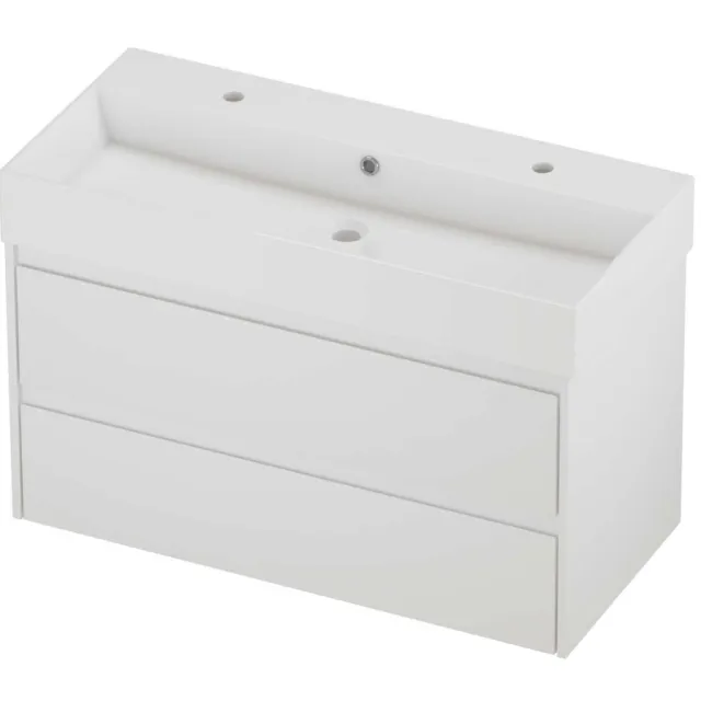 Proline Zara Badmeubelset Porselein Loft 2 Kraangaten 100x46x65 cm Glans Wit Mat Wit