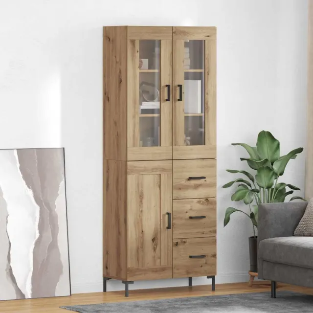 vidaXL Hoge kast 2 st Artisan Eiken 69,5 x 34 x 180 cm Bewerkt hout Bruin