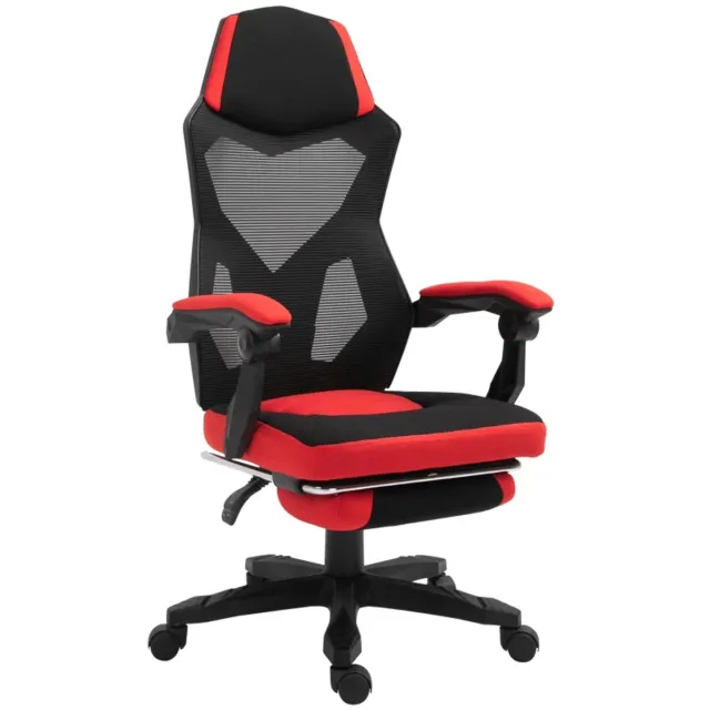 ZYLARO Ergonomische Gamingstoel met Voetensteun - 135° Verstelbare Rugleuning - In Hoogte Verstelbaar - Relaxfauteuil - Bureaustoel - Directiestoel - Computerstoel - Zwart + Rood