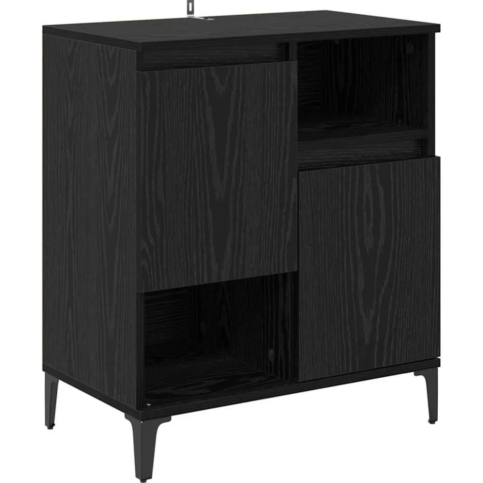 vidaXL Dressoirs 3 st Zwart Eiken 60 x 35 x 70 cm Bewerkt hout, foto 4