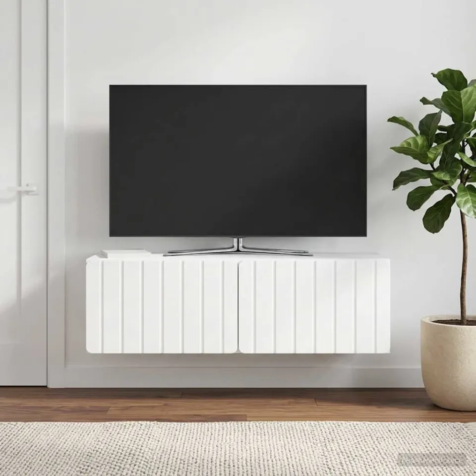 vidaXL Wandbeugel TV-kast 98 x 31 x 30 cm Hoogglans Wit Bewerkt hout, foto 4