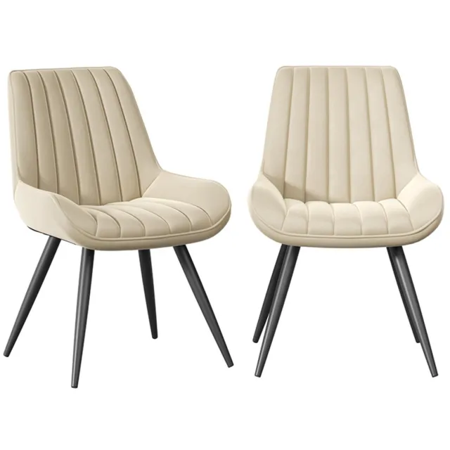 hawthyhome Alfa Eetkamerstoel-Set van 2-techno stof-Eenvoudige Eetkamerstoel-Beige-Industrieel